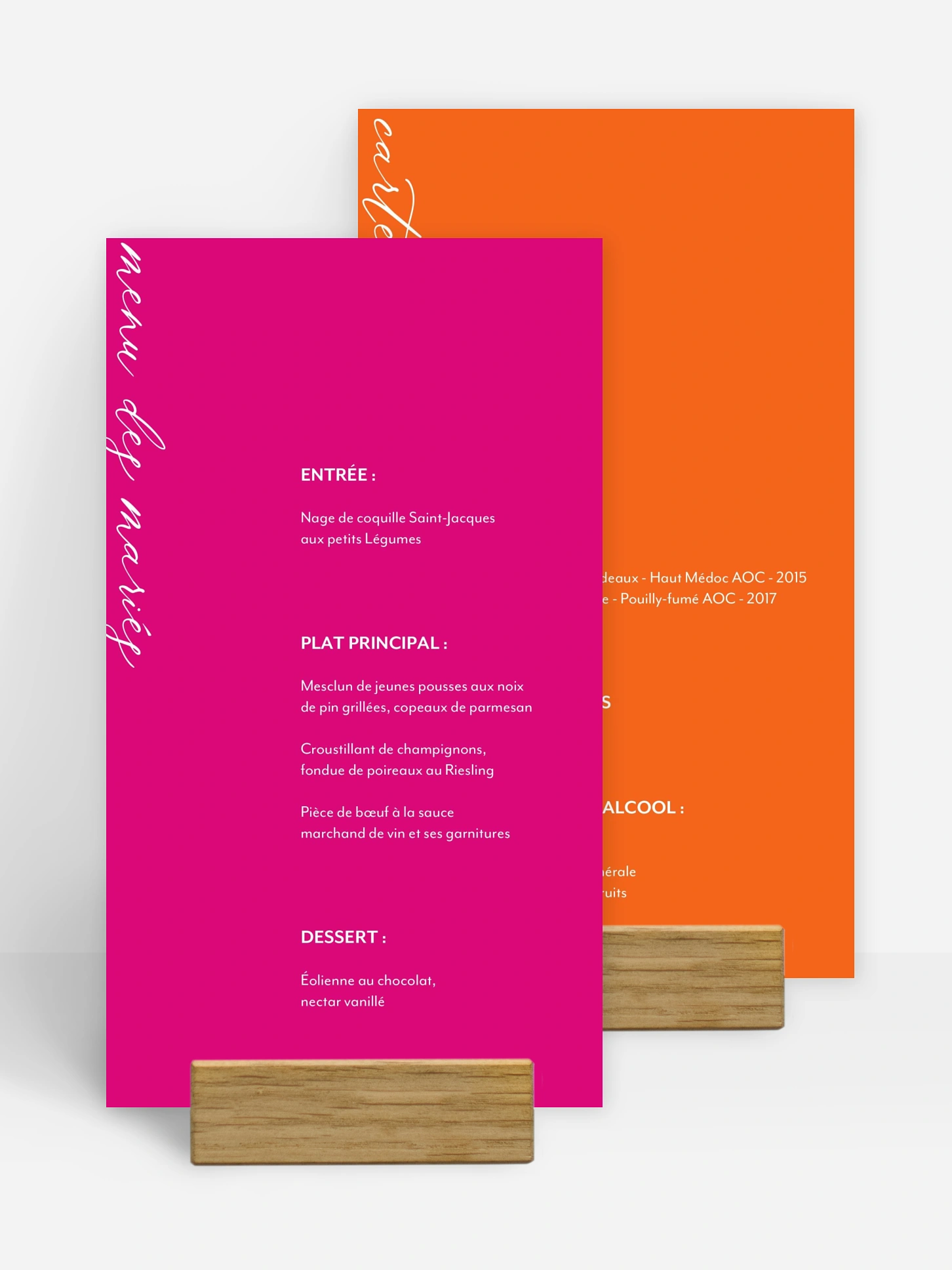 Menu mariage Typo minimaliste