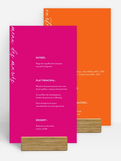 Menu mariage Typo minimaliste