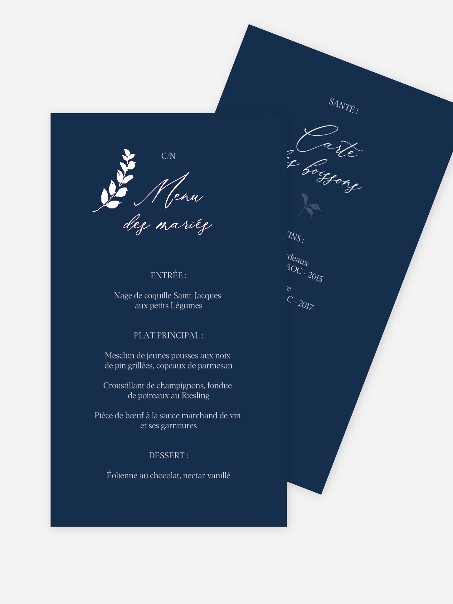 Menu mariage Raffinement