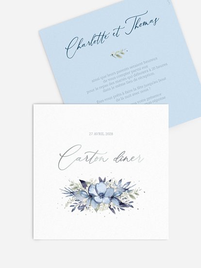 Carton d'invitation Flower Blues