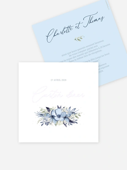Carton d'invitation Flower Blues