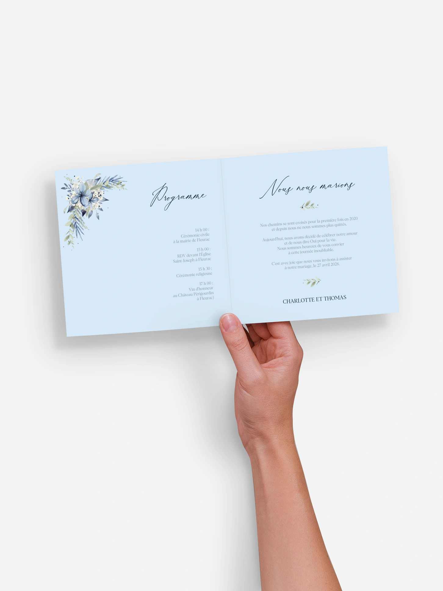 Faire-part de mariage Flower Blues