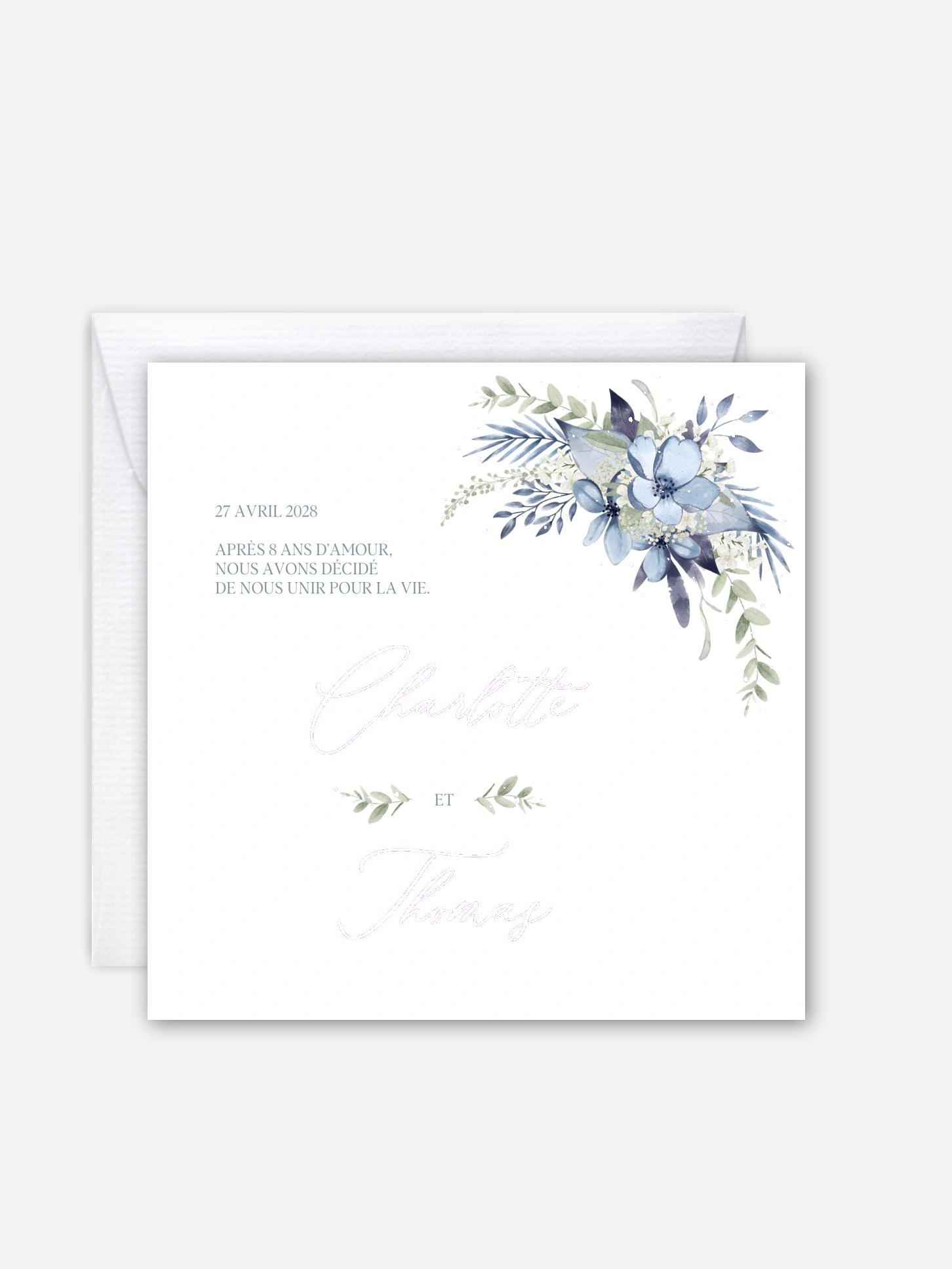 Faire-part de mariage Flower Blues