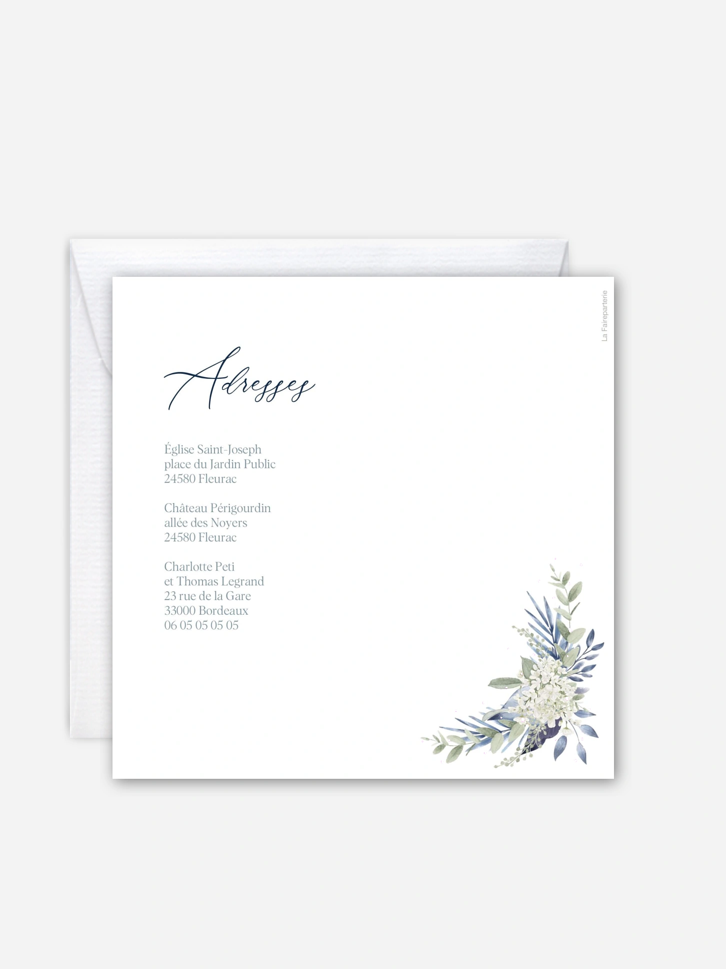 Faire-part de mariage Flower Blues