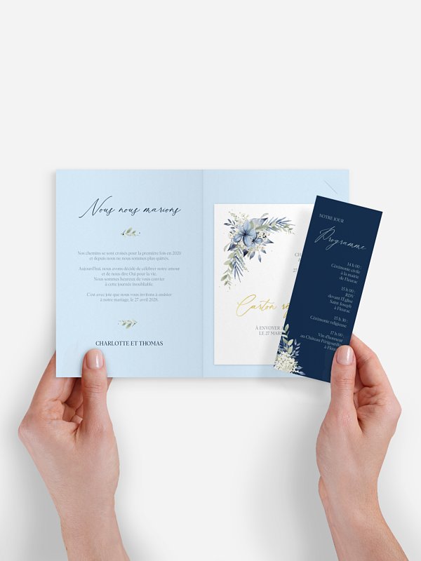 Faire-part de mariage Flower Blues