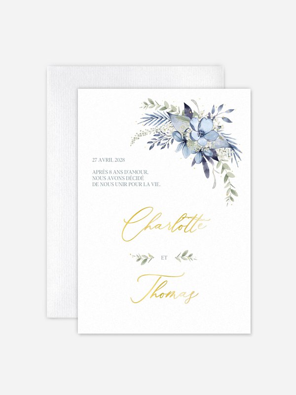 Faire-part de mariage Flower Blues
