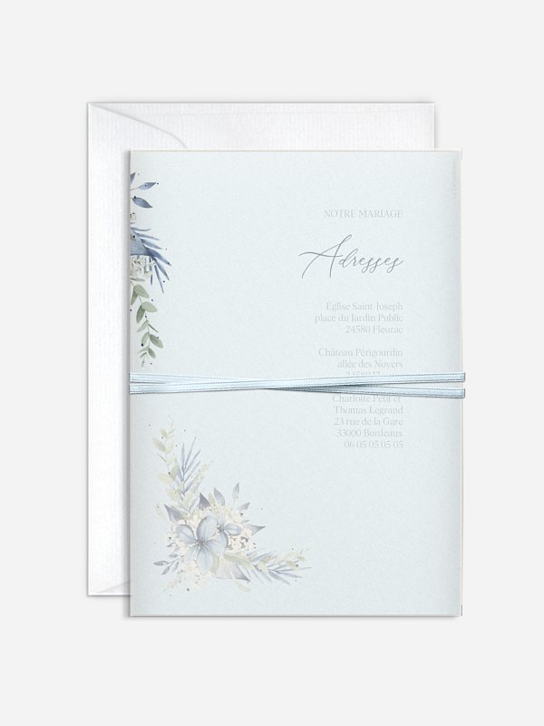 Faire-part de mariage Flower Blues