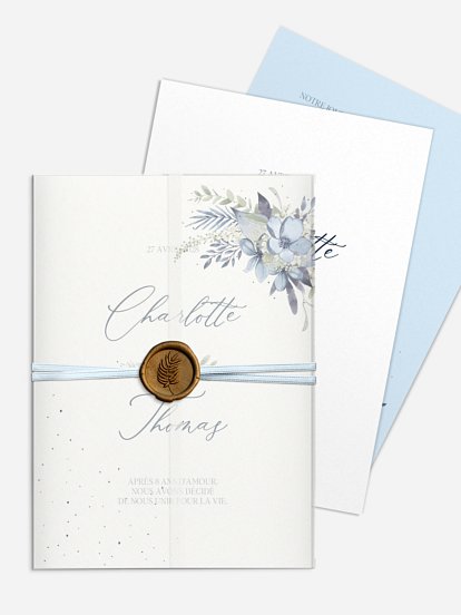 Faire-part de mariage Flower Blues