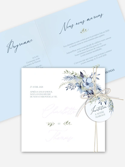 Faire-part de mariage Flower Blues