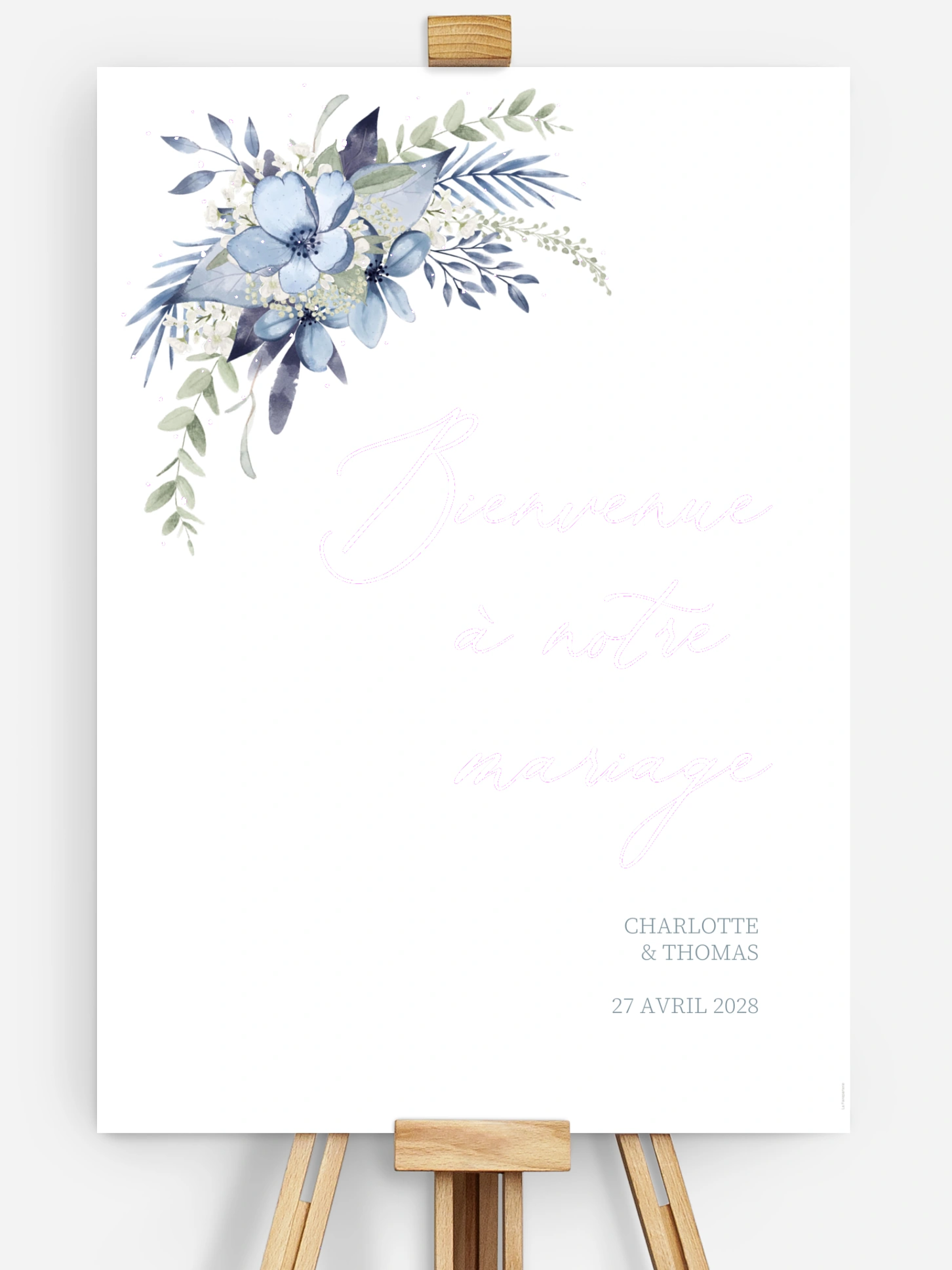 Poster bienvenue mariage Flower Blues