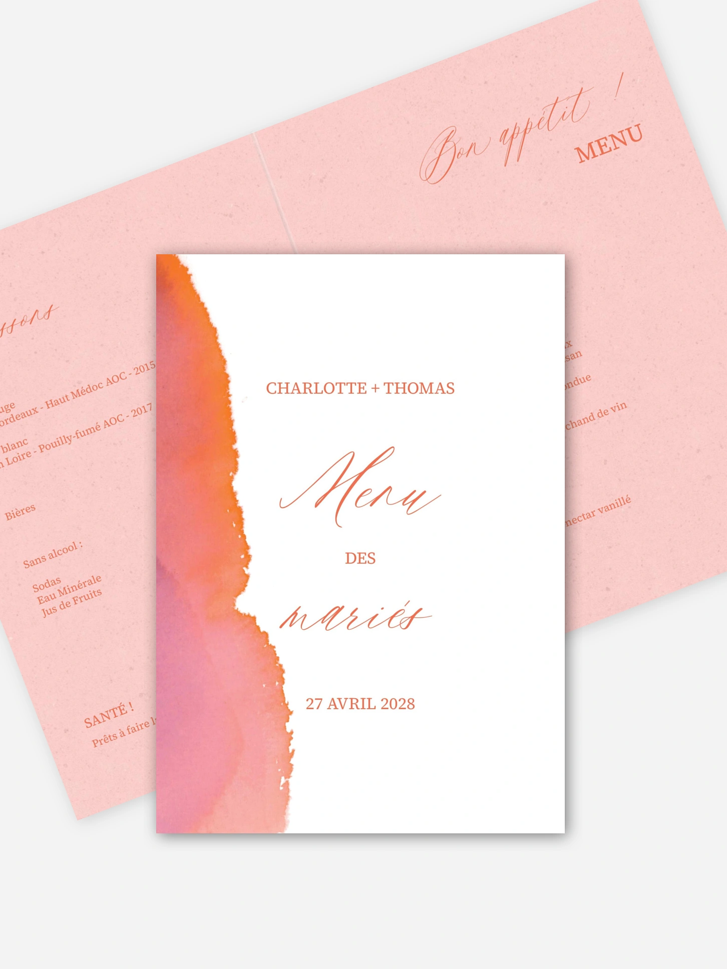 Menu mariage Brume élégante