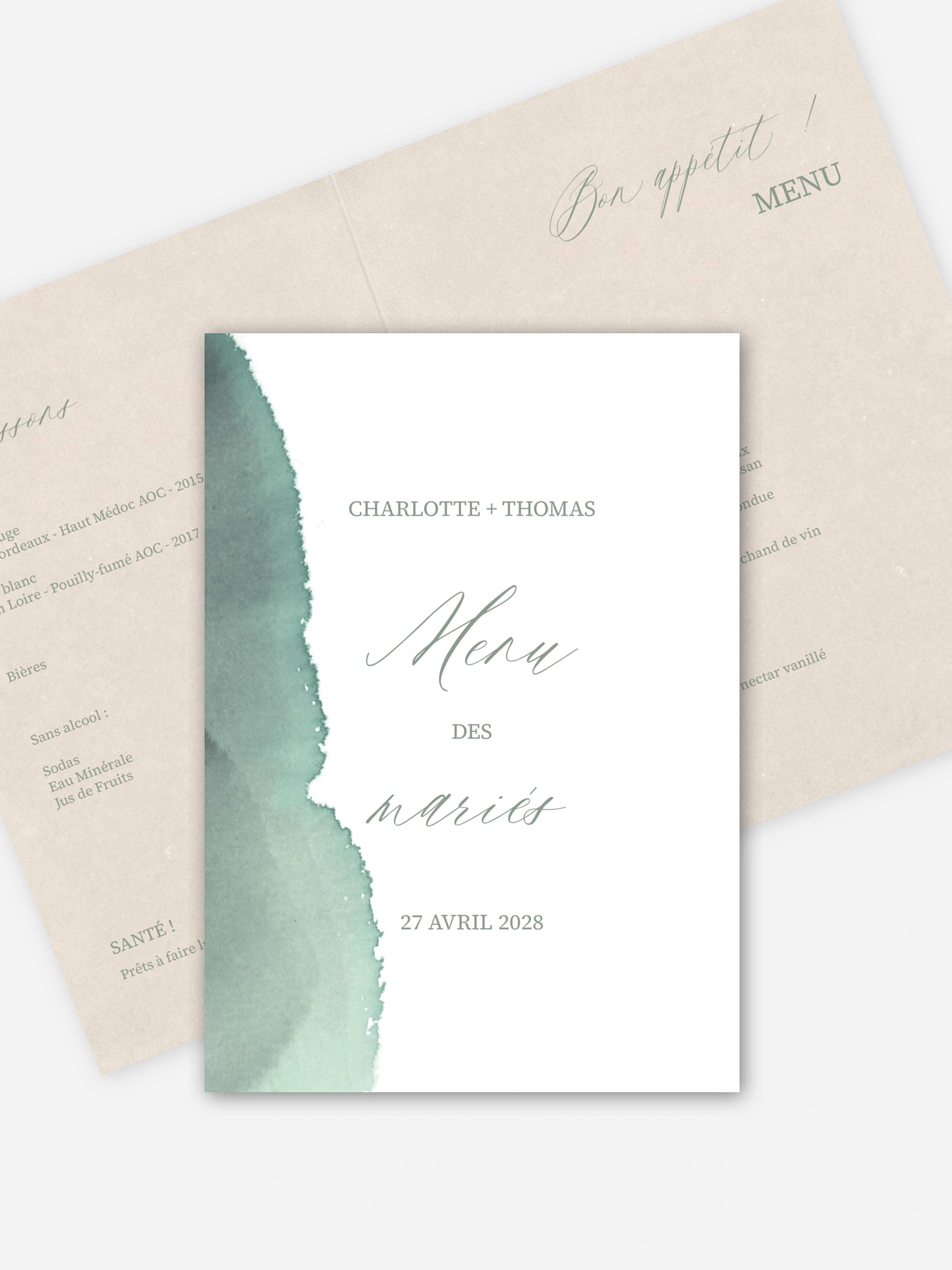 Menu mariage Brume élégante