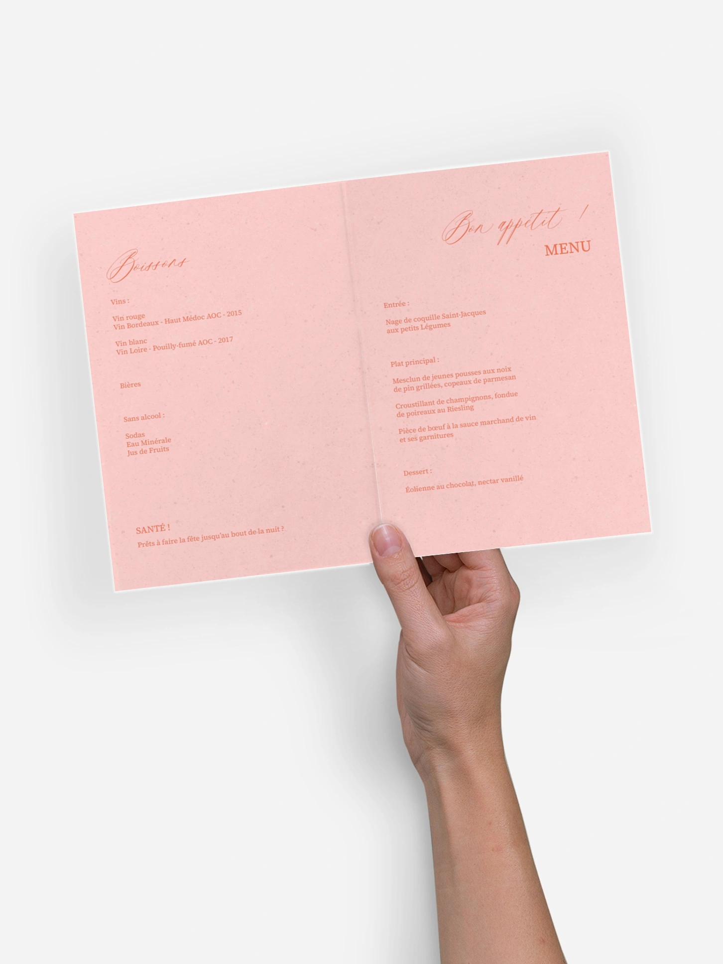 Menu mariage Brume élégante