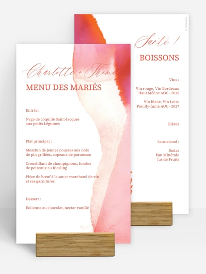 Menu mariage Brume élégante