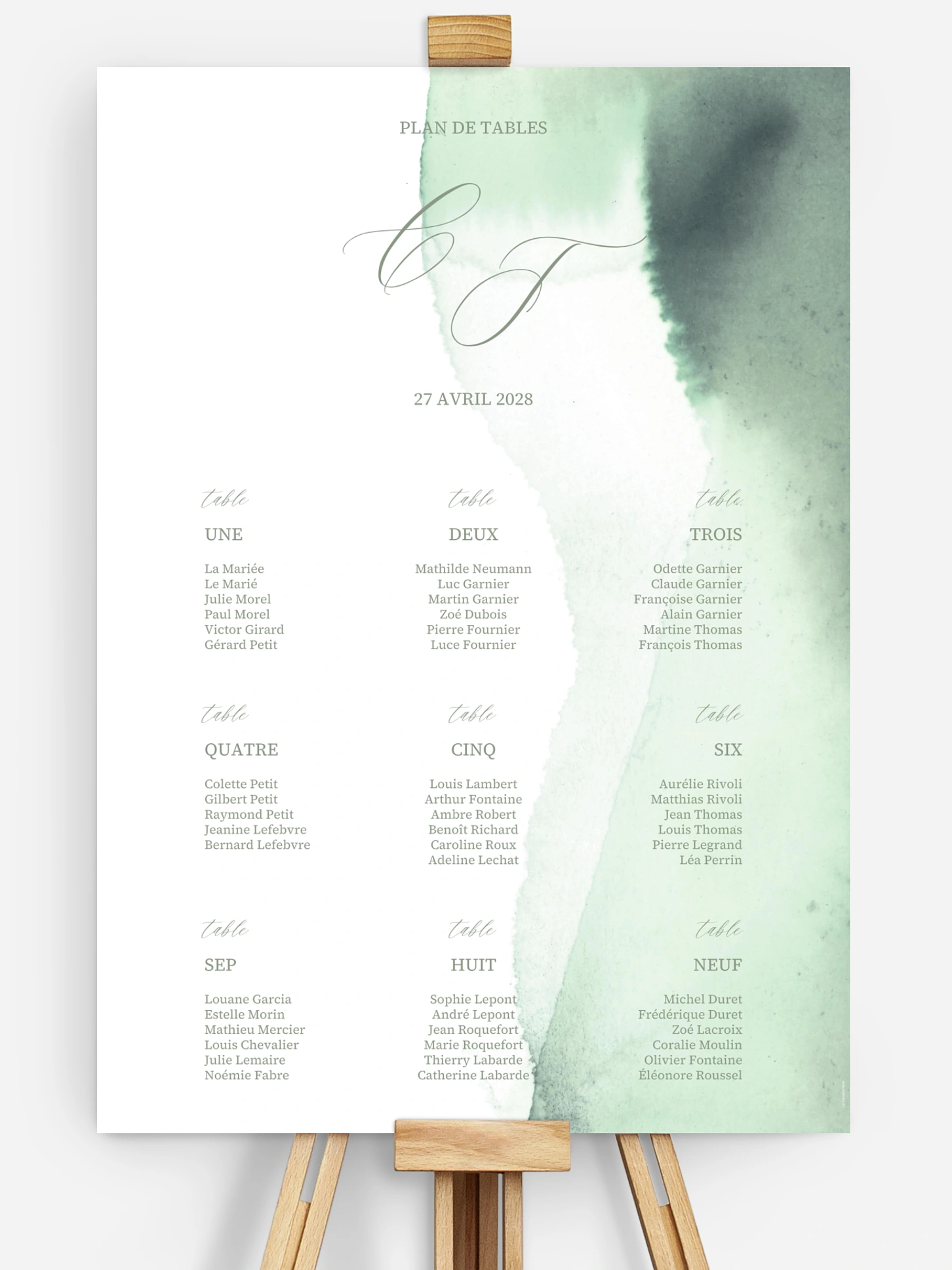 Poster plan de table mariage Brume élégante