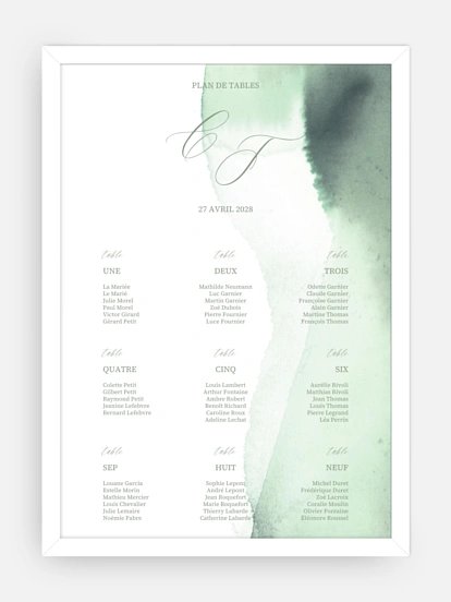 Poster plan de table mariage Brume élégante