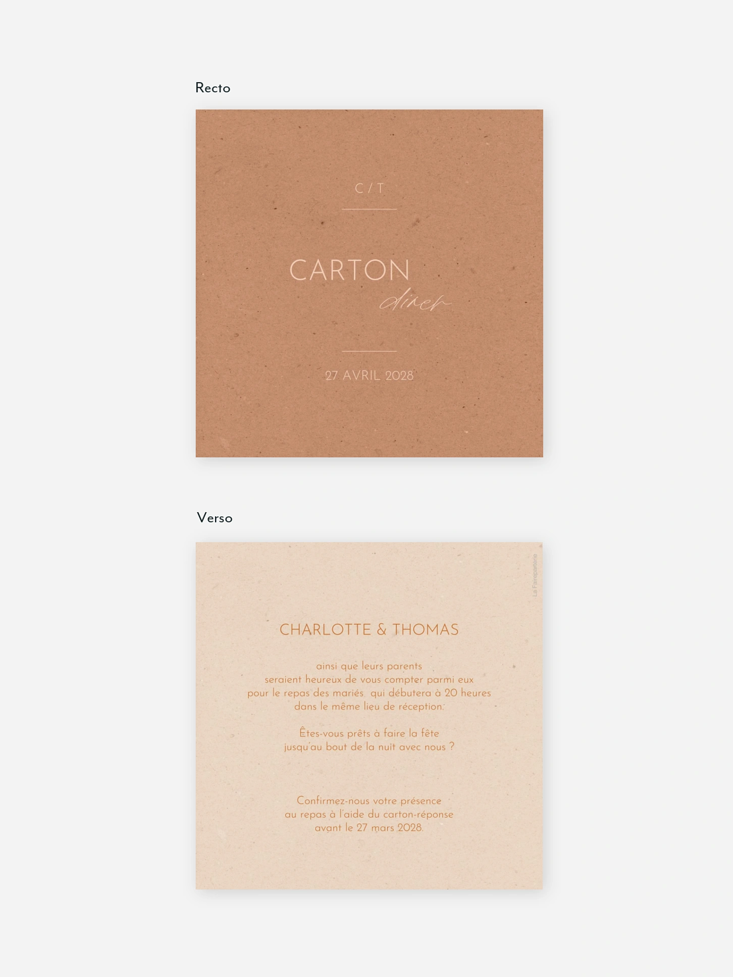 Carton d'invitation Duo coloré