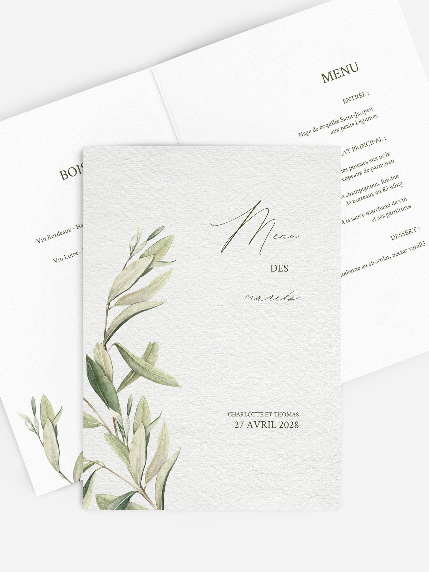 Menu mariage Effluve d'oliviers
