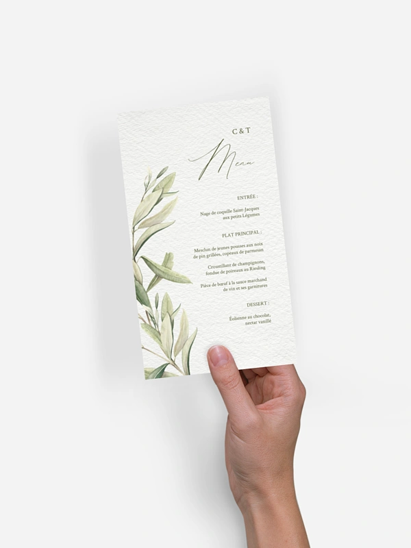 Menu mariage Effluve d'oliviers