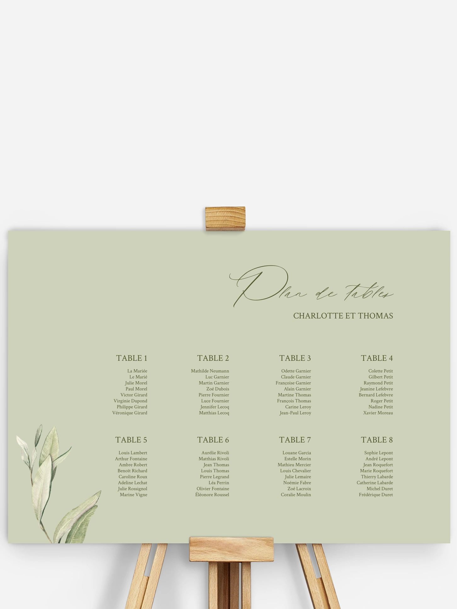 Poster plan de table mariage Effluve d'oliviers