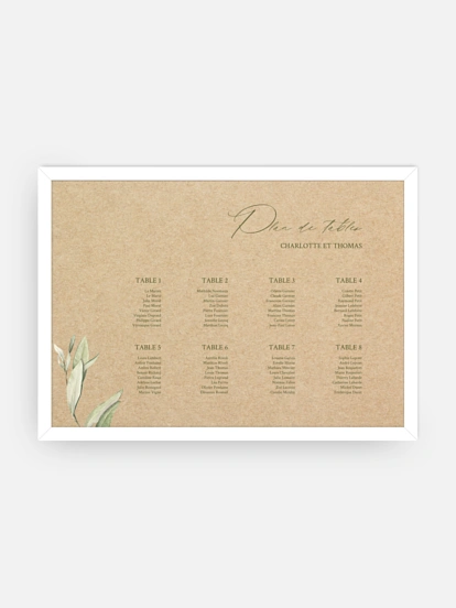Poster plan de table mariage Effluve d'oliviers