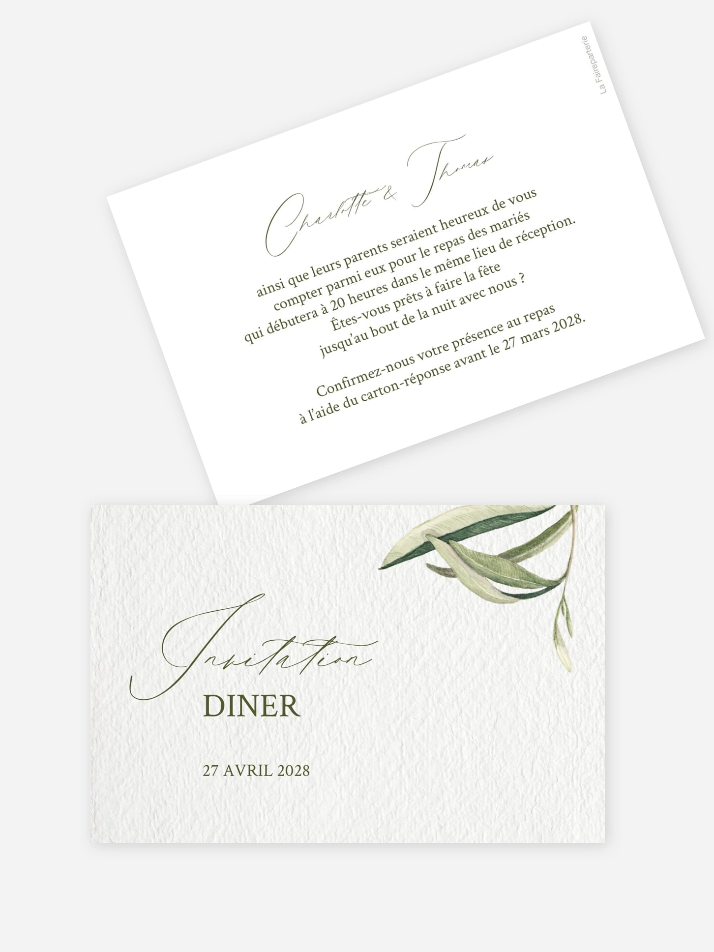 Carton d'invitation Effluve d'oliviers