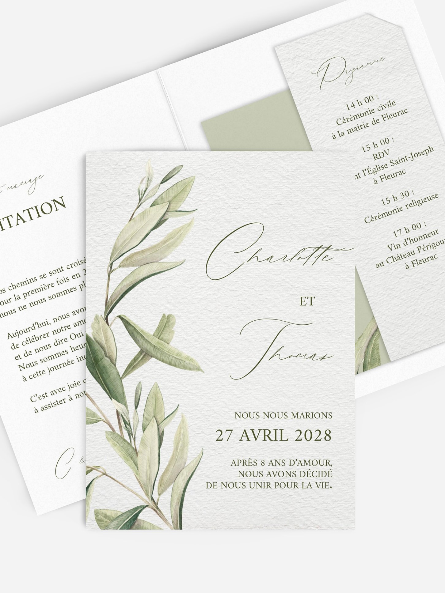 Faire-part de mariage Effluve d'oliviers