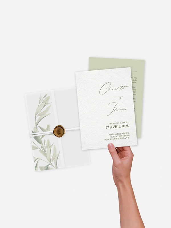 Faire-part de mariage Effluve d'oliviers