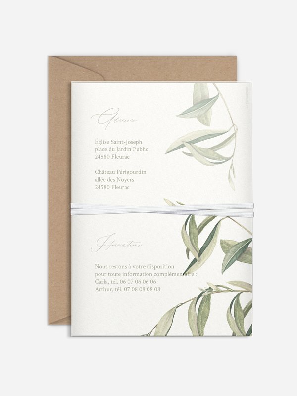 Faire-part de mariage Effluve d'oliviers