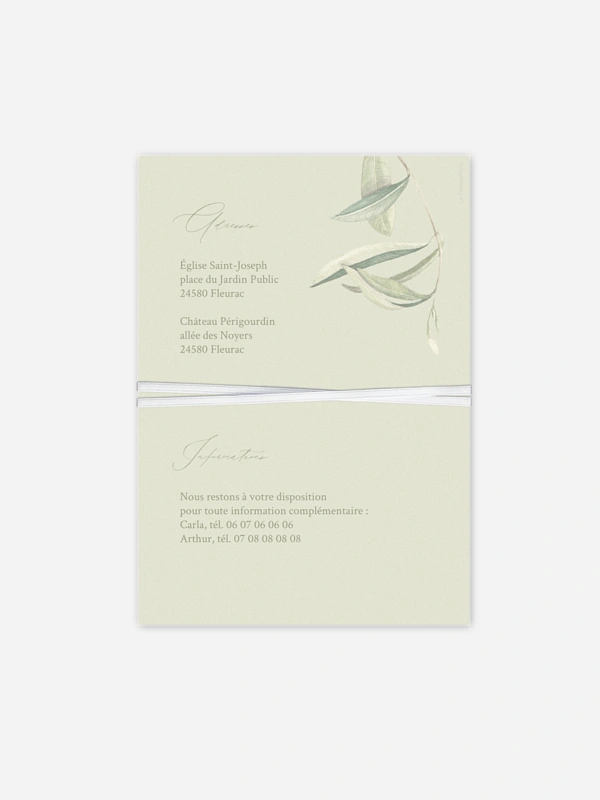 Faire-part de mariage Effluve d'oliviers