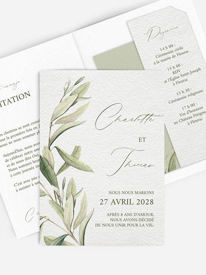Faire-part de mariage Effluve d'oliviers