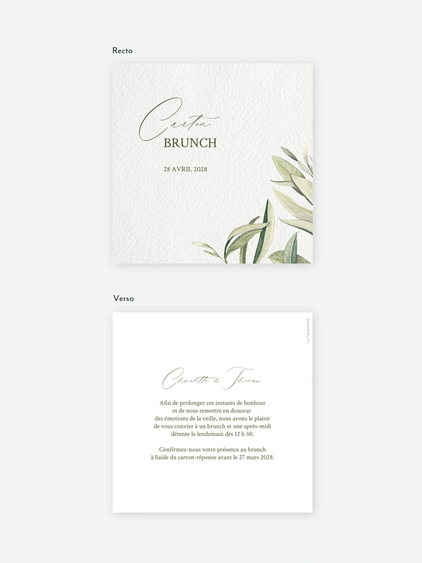 Carte brunch Effluve d'oliviers