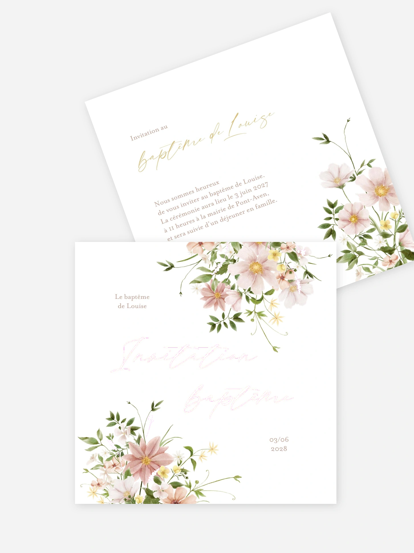 Faire-part baptême Effluve florale