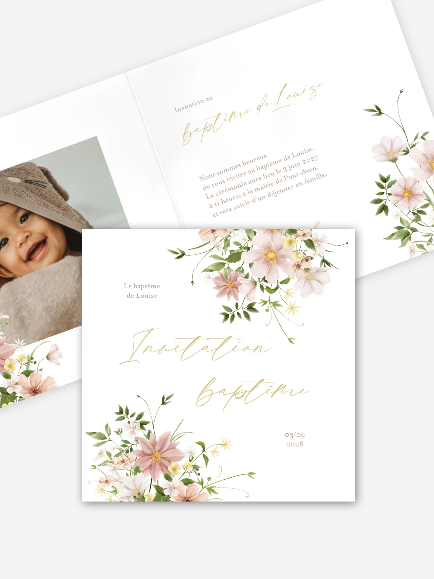 Faire-part baptême Effluve florale