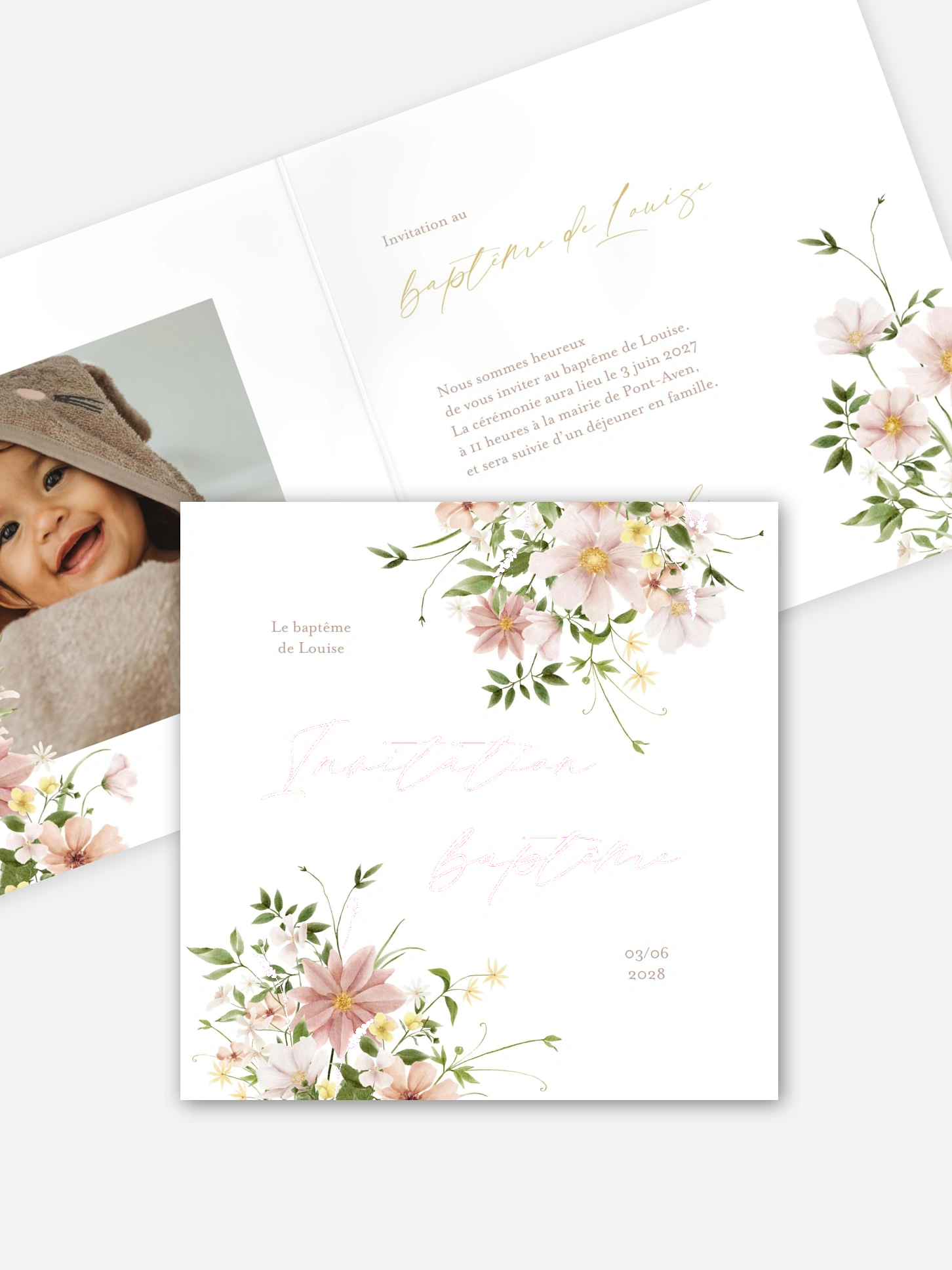 Faire-part baptême Effluve florale