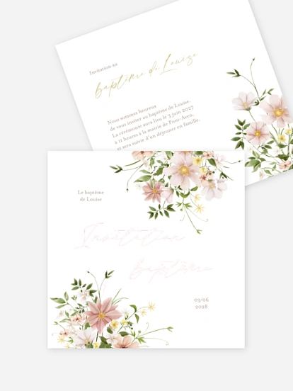 Faire-part baptême Effluve florale