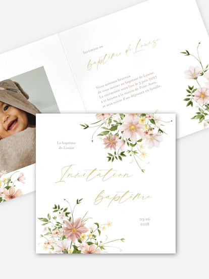 Faire-part baptême Effluve florale