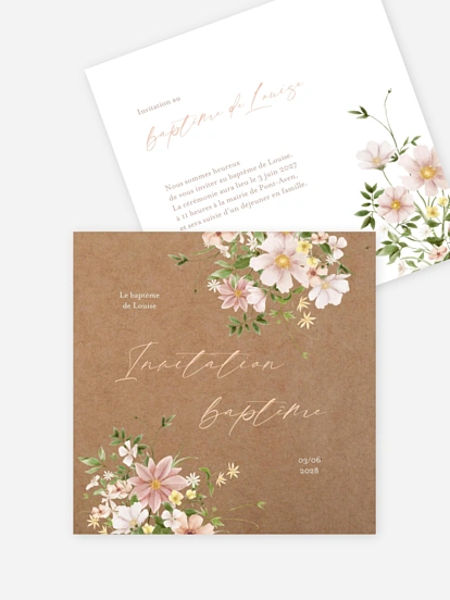 Faire-part baptême Effluve florale