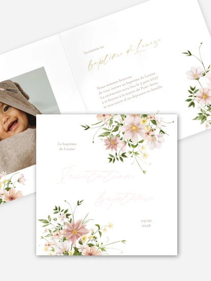 Faire-part baptême Effluve florale