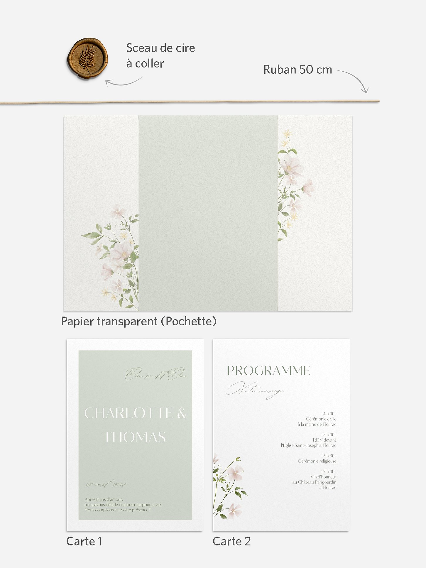 Faire-part de mariage Douceur florale