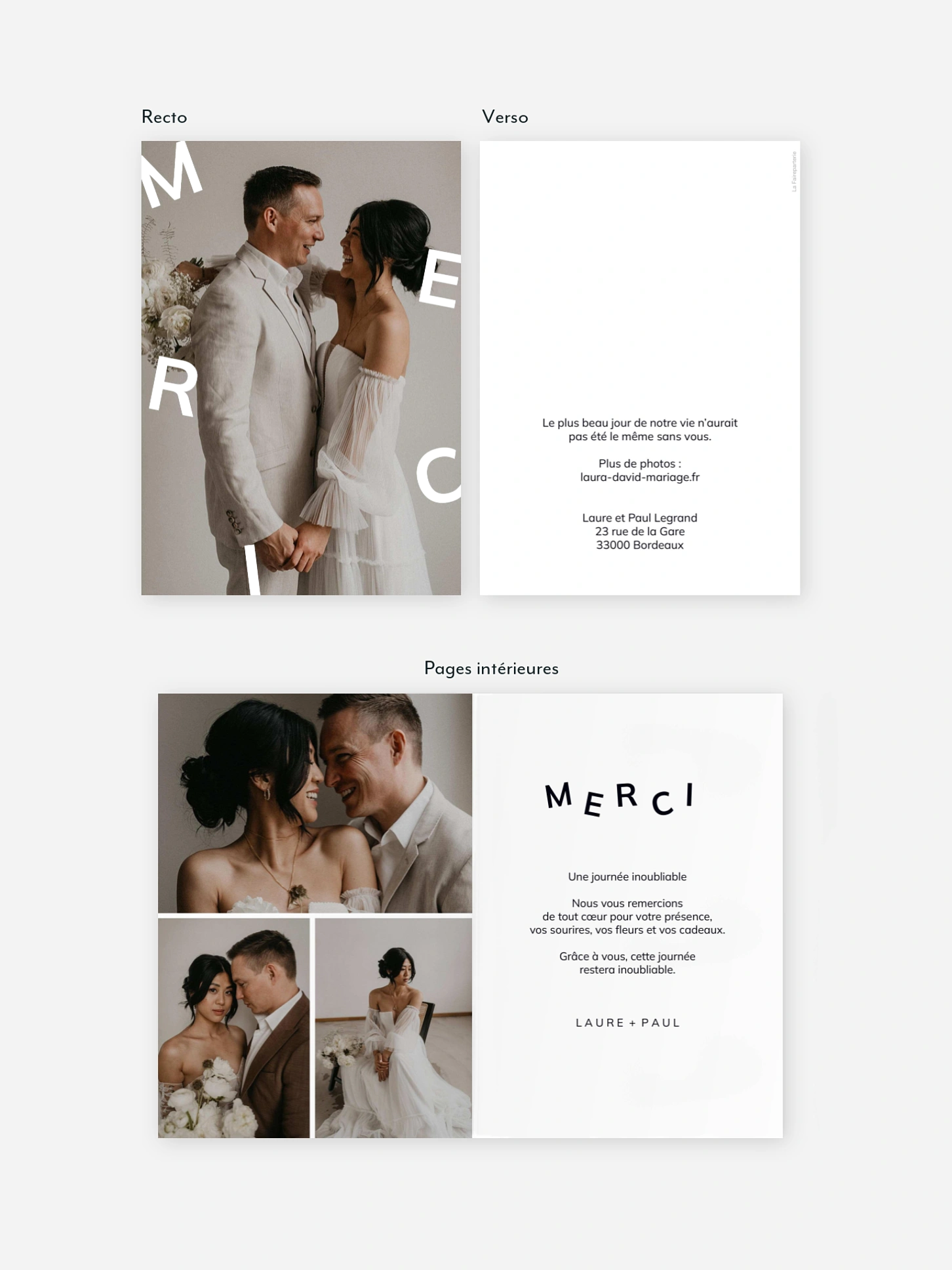 Carte de remerciements Lettres joyeux