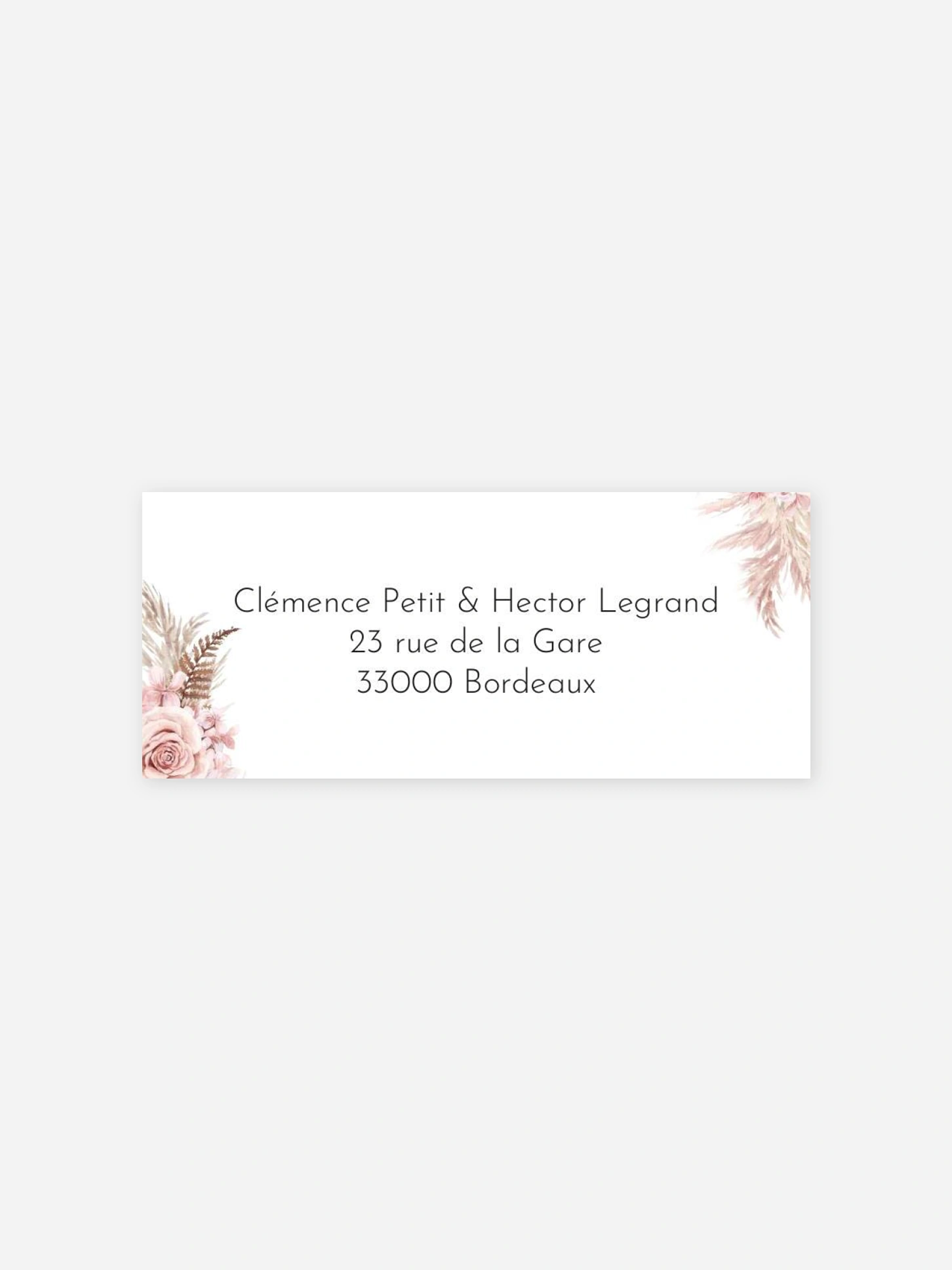 Étiquette expéditeur mariage Escapade Boho