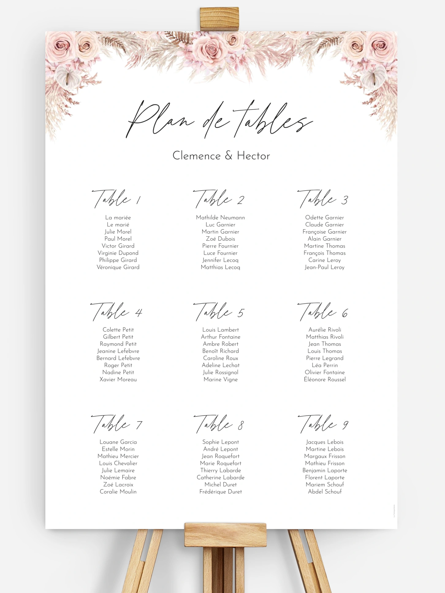 Poster plan de table mariage Escapade Boho