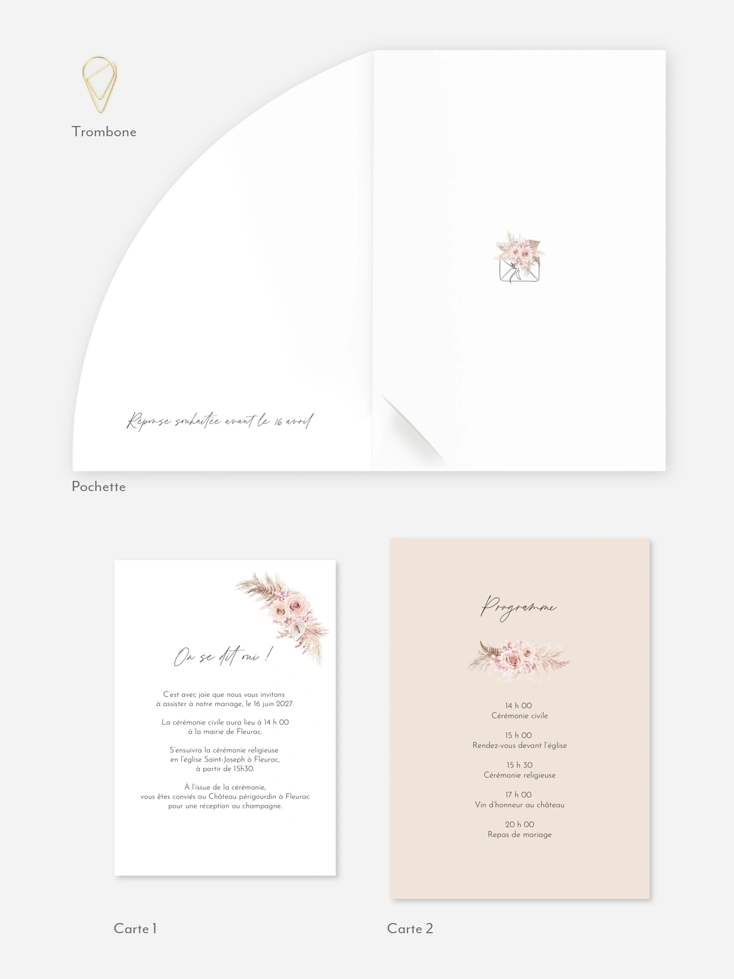 Faire-part de mariage Escapade Boho