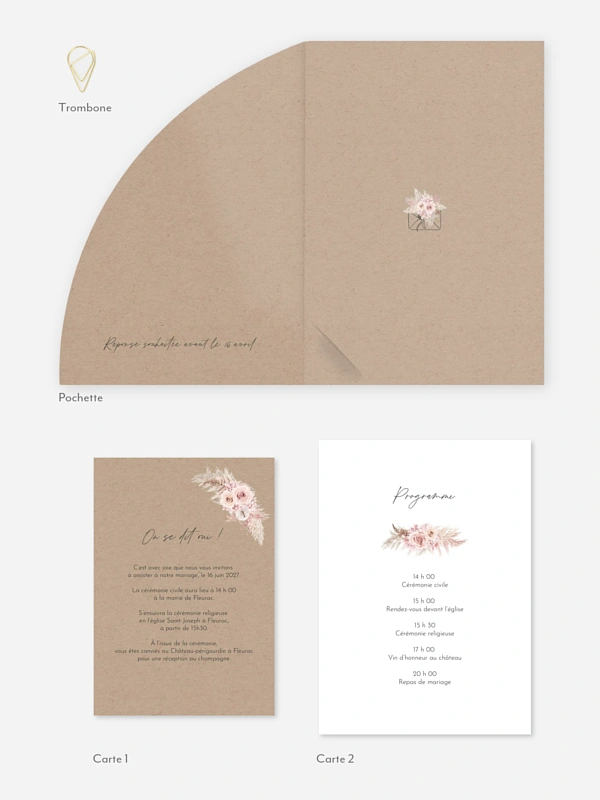 Faire-part de mariage Escapade Boho