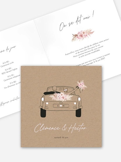 Faire-part de mariage Escapade Boho