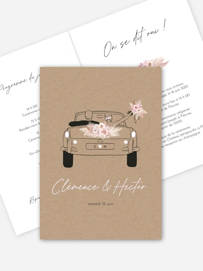 Faire-part de mariage Escapade Boho