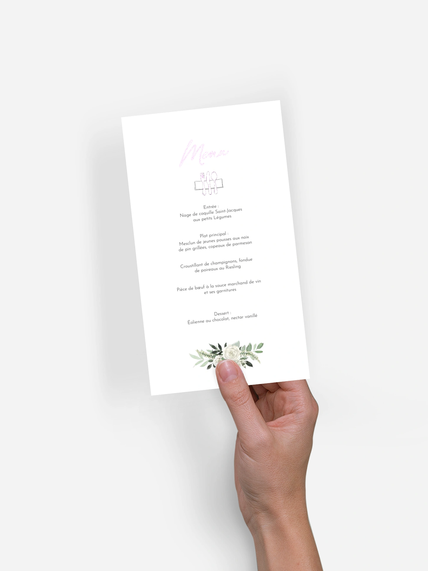 Menu mariage Escapade Greenery