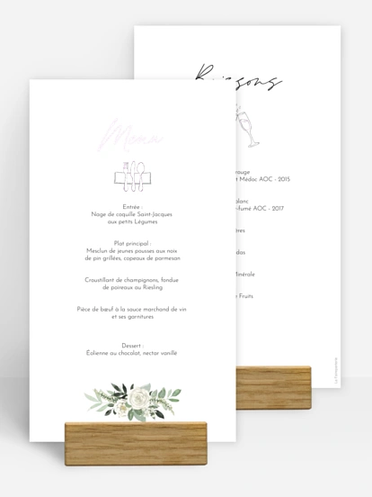 Menu mariage Escapade Greenery