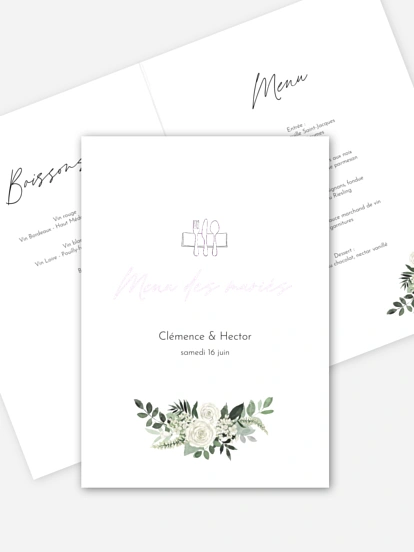 Menu mariage Escapade Greenery